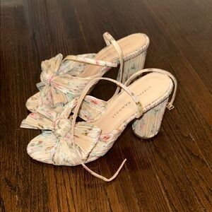 Loeffler Randall Pastel Floral Bow Heeled Sandals
